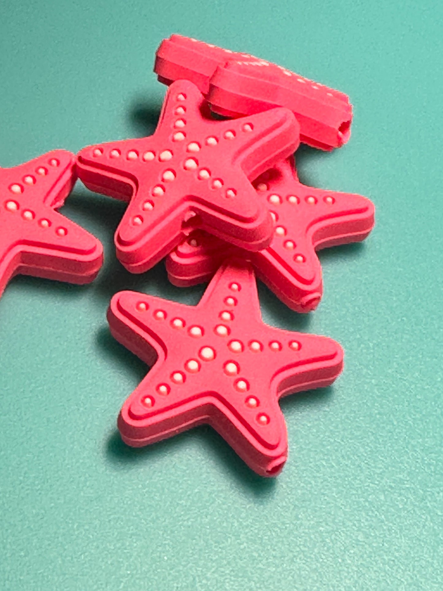 Pink starfish summer Focal Bead / silicone bead/