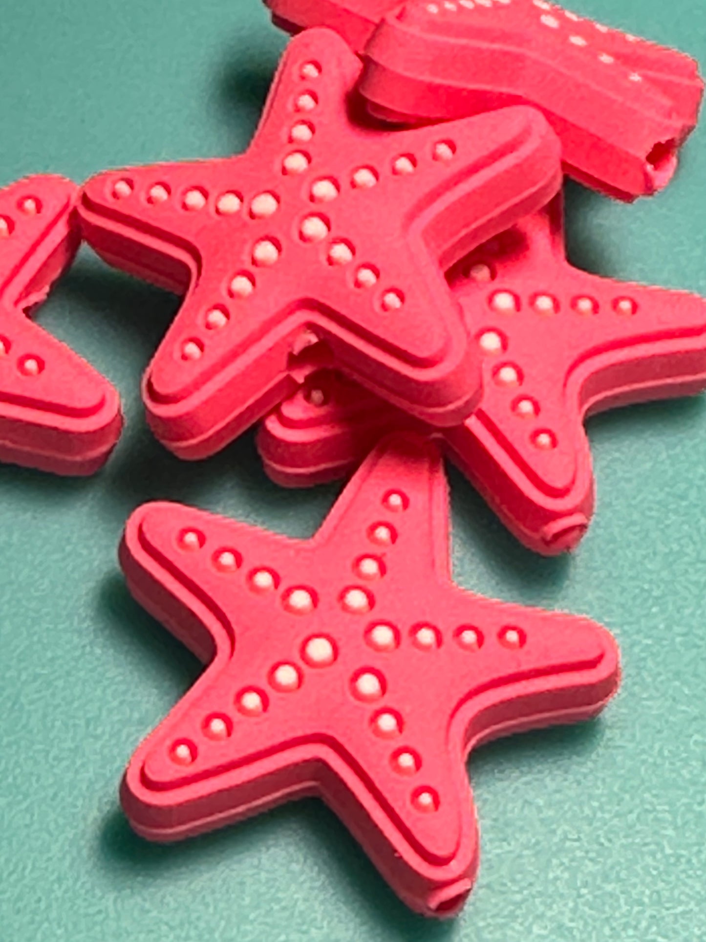 Pink starfish summer Focal Bead / silicone bead/