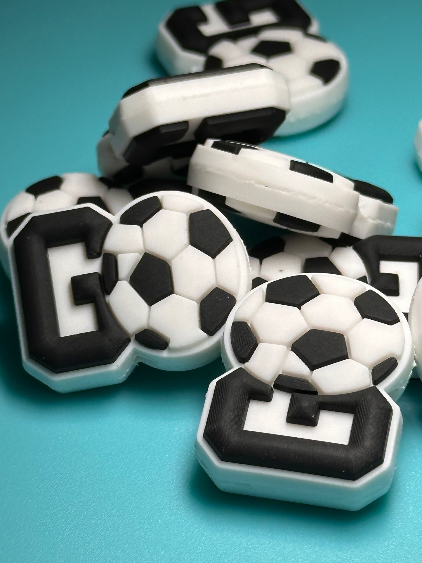 Sports soccer focal bead / one sided