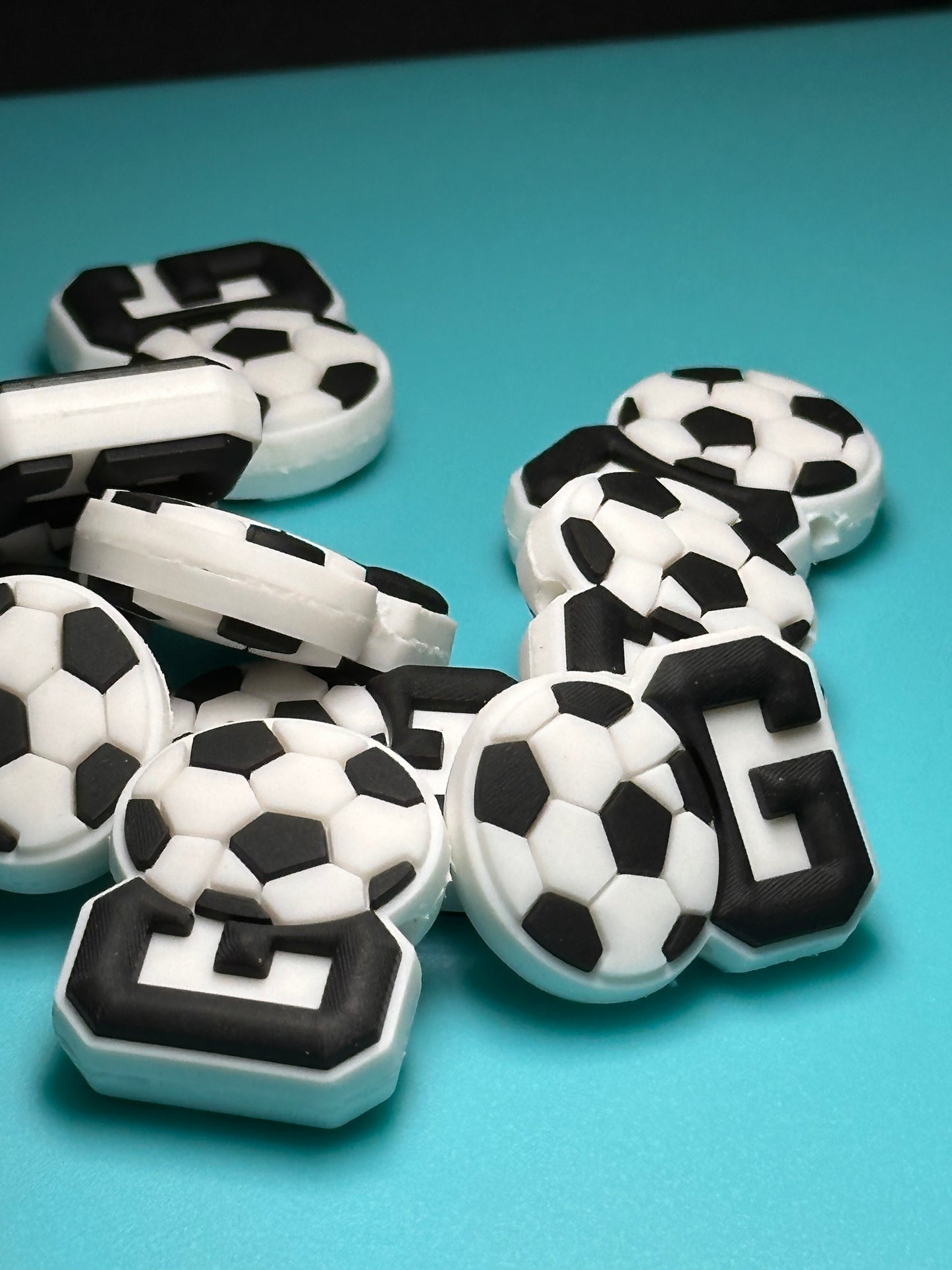 Sports soccer focal bead / one sided