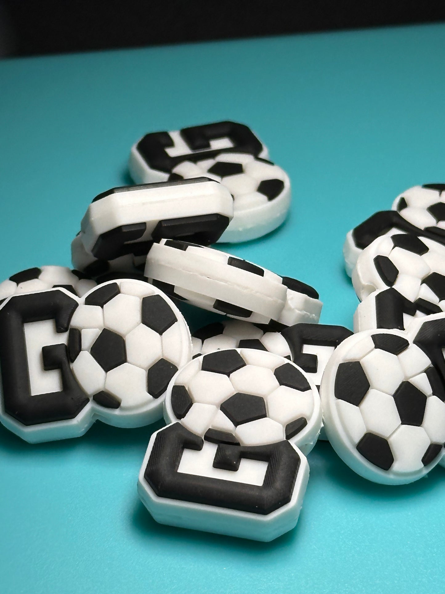 Sports soccer focal bead / one sided