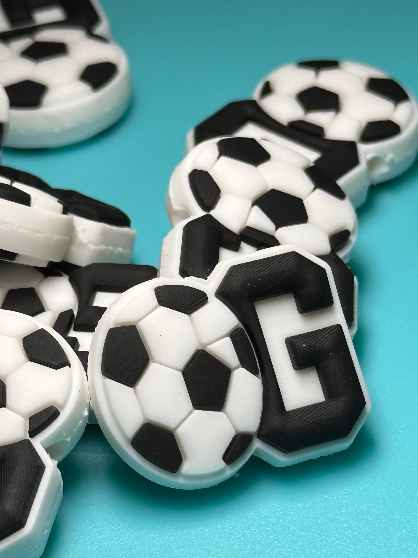 Sports soccer focal bead / one sided