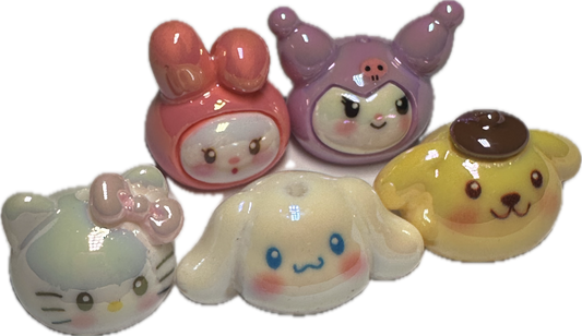Sanrio HK Cat KUKU acrylic beads/ Five (5) different beads included/pen beading beads / keychain beads/ DIY/ bag charm beads