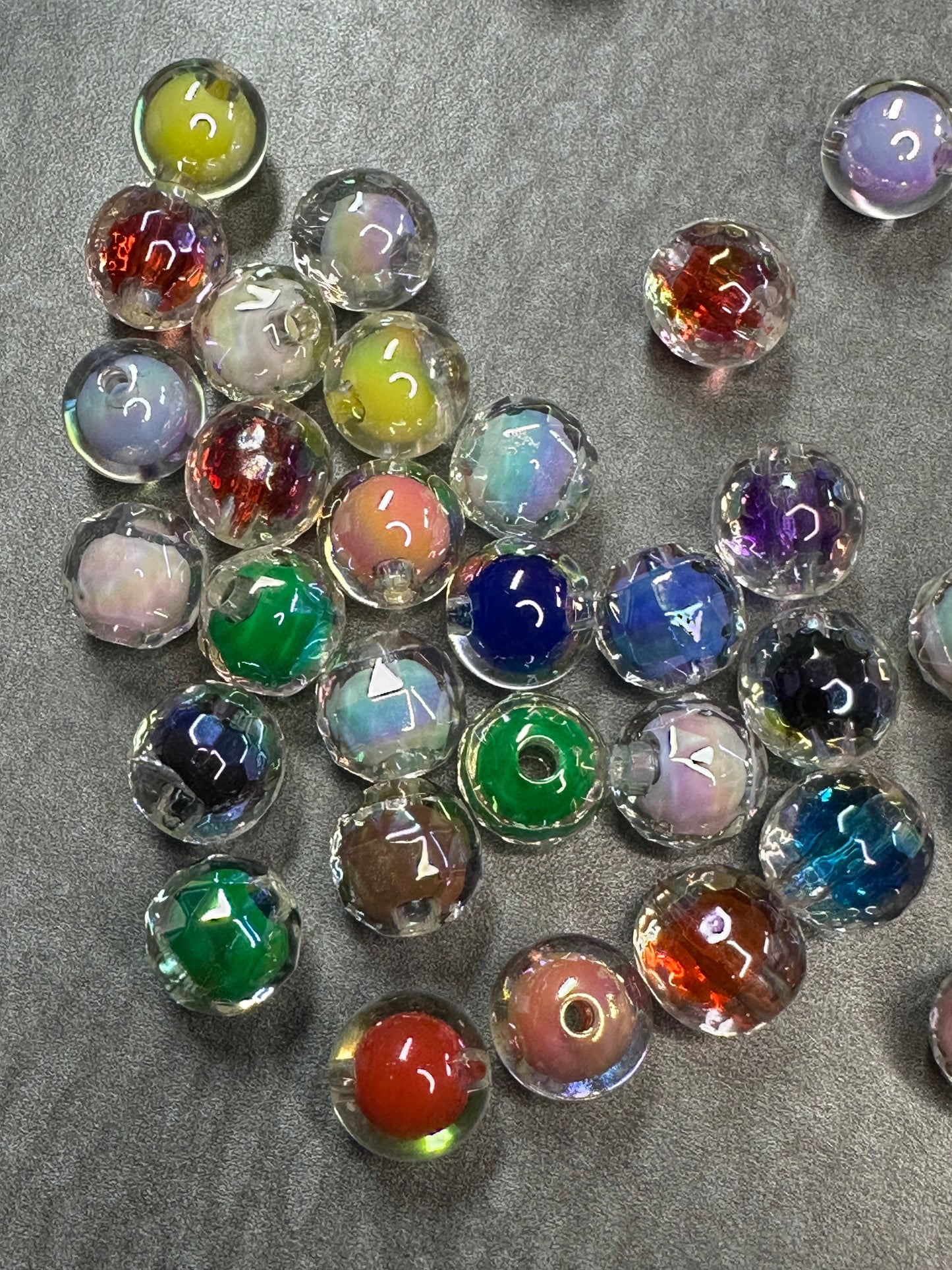 Double faceted beads/Ten (10) beads / jewelry Beads/ beadable pen/ keychain bead/ acrylic/ 16mm