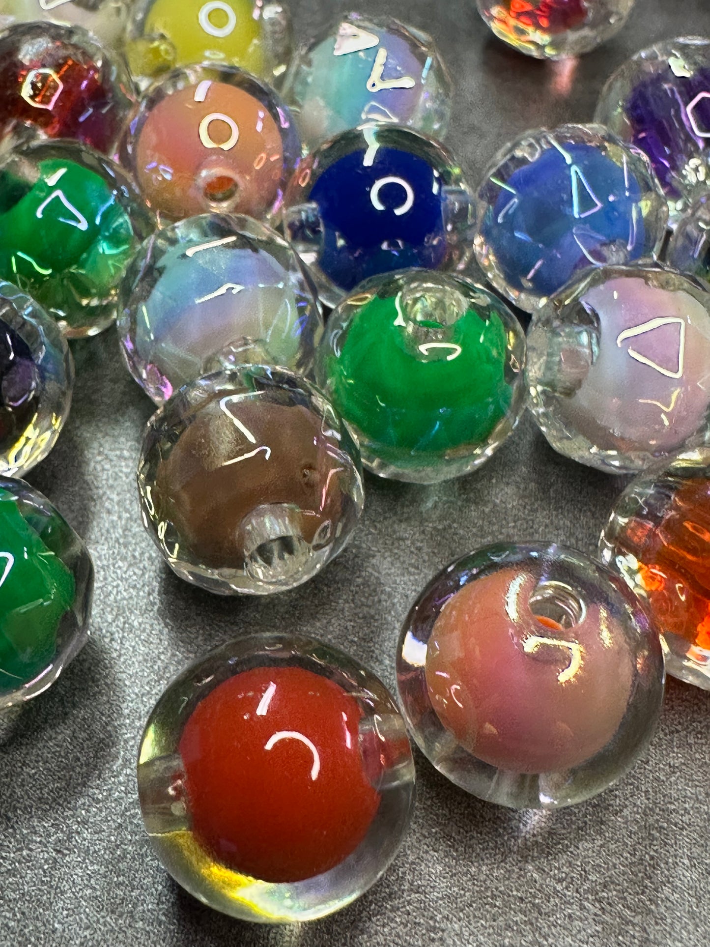 Double faceted beads/Ten (10) beads / jewelry Beads/ beadable pen/ keychain bead/ acrylic/ 16mm
