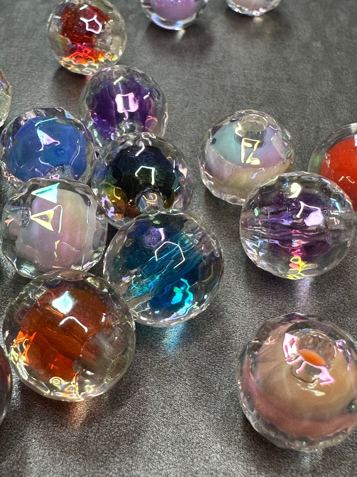 Double faceted beads/Ten (10) beads / jewelry Beads/ beadable pen/ keychain bead/ acrylic/ 16mm