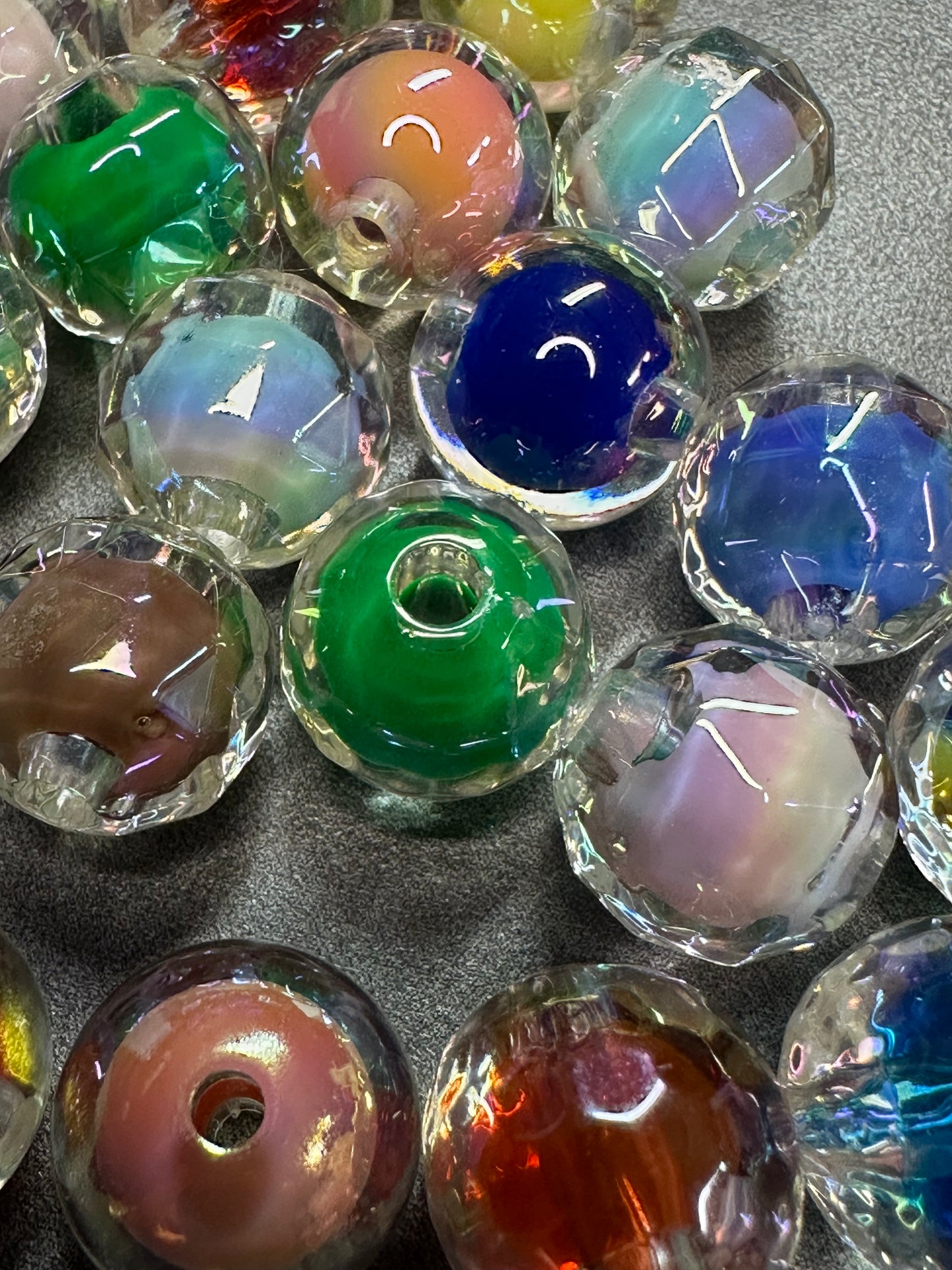 Double faceted beads/Ten (10) beads / jewelry Beads/ beadable pen/ keychain bead/ acrylic/ 16mm