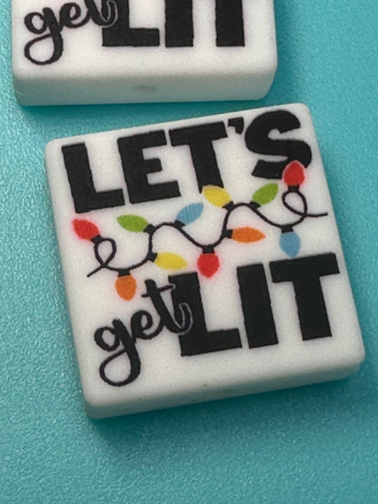 Let’s Get Lit Christmas Focal Bead/ beadable pen/ Silicone bead/ keychain bead/Christmas lights