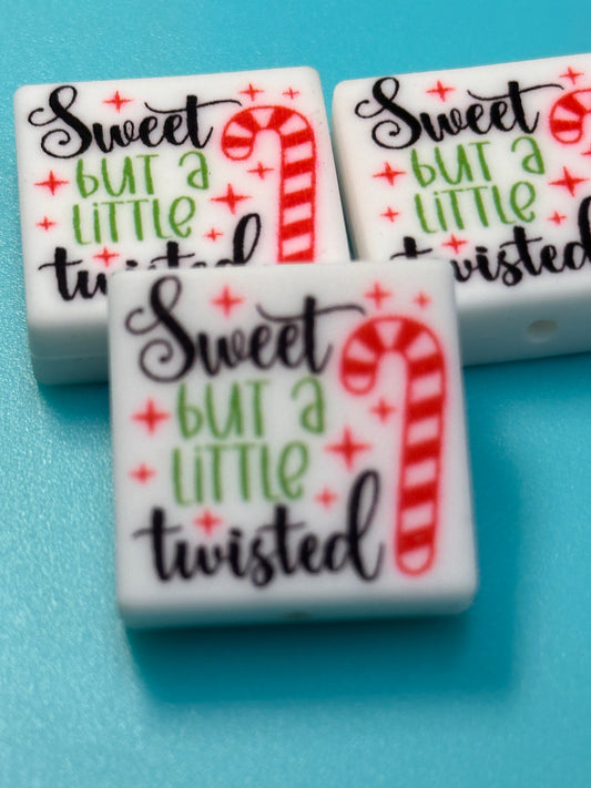 Sweet but alittle twisted  Christmas Focal Bead/ beadable pen/ Silicone bead/ keychain bead/Christmas candy cane