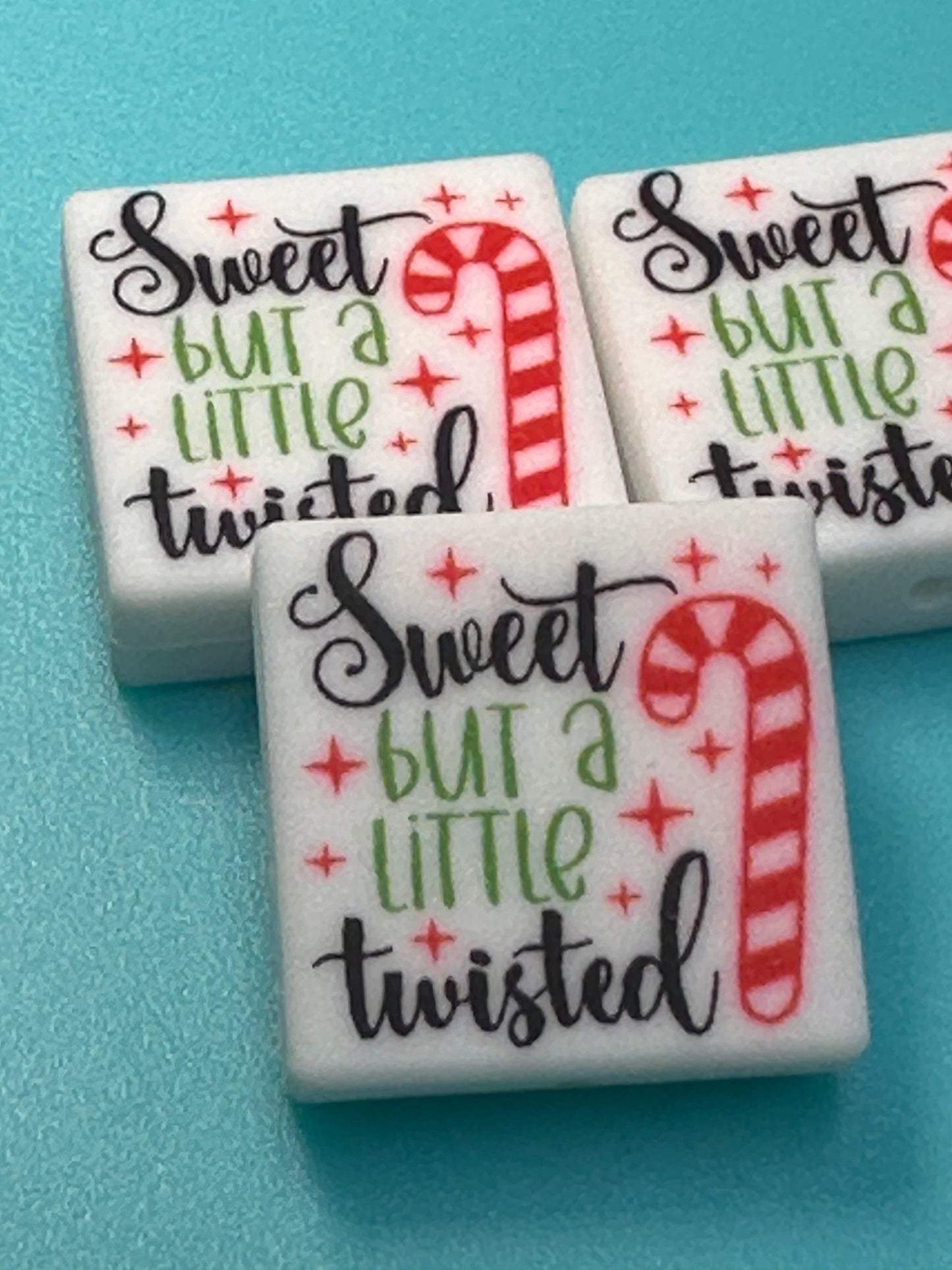 Sweet but alittle twisted  Christmas Focal Bead/ beadable pen/ Silicone bead/ keychain bead/Christmas candy cane