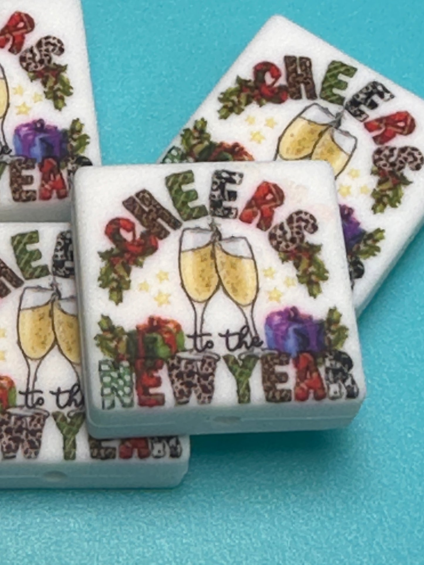 Cheers New Years Focal Bead/ beadable pen/ Silicone bead/ keychain bead/ toast/ Champagne/ drink