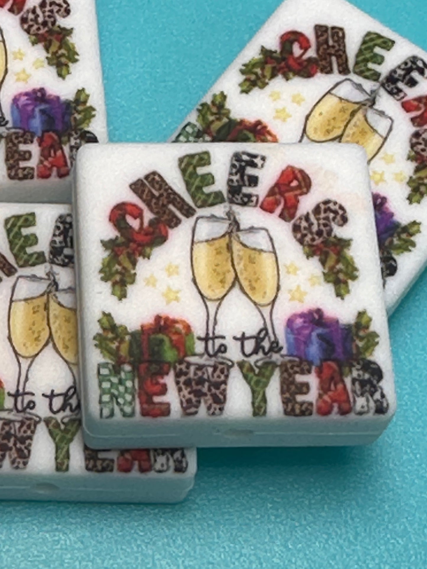 Cheers New Years Focal Bead/ beadable pen/ Silicone bead/ keychain bead/ toast/ Champagne/ drink