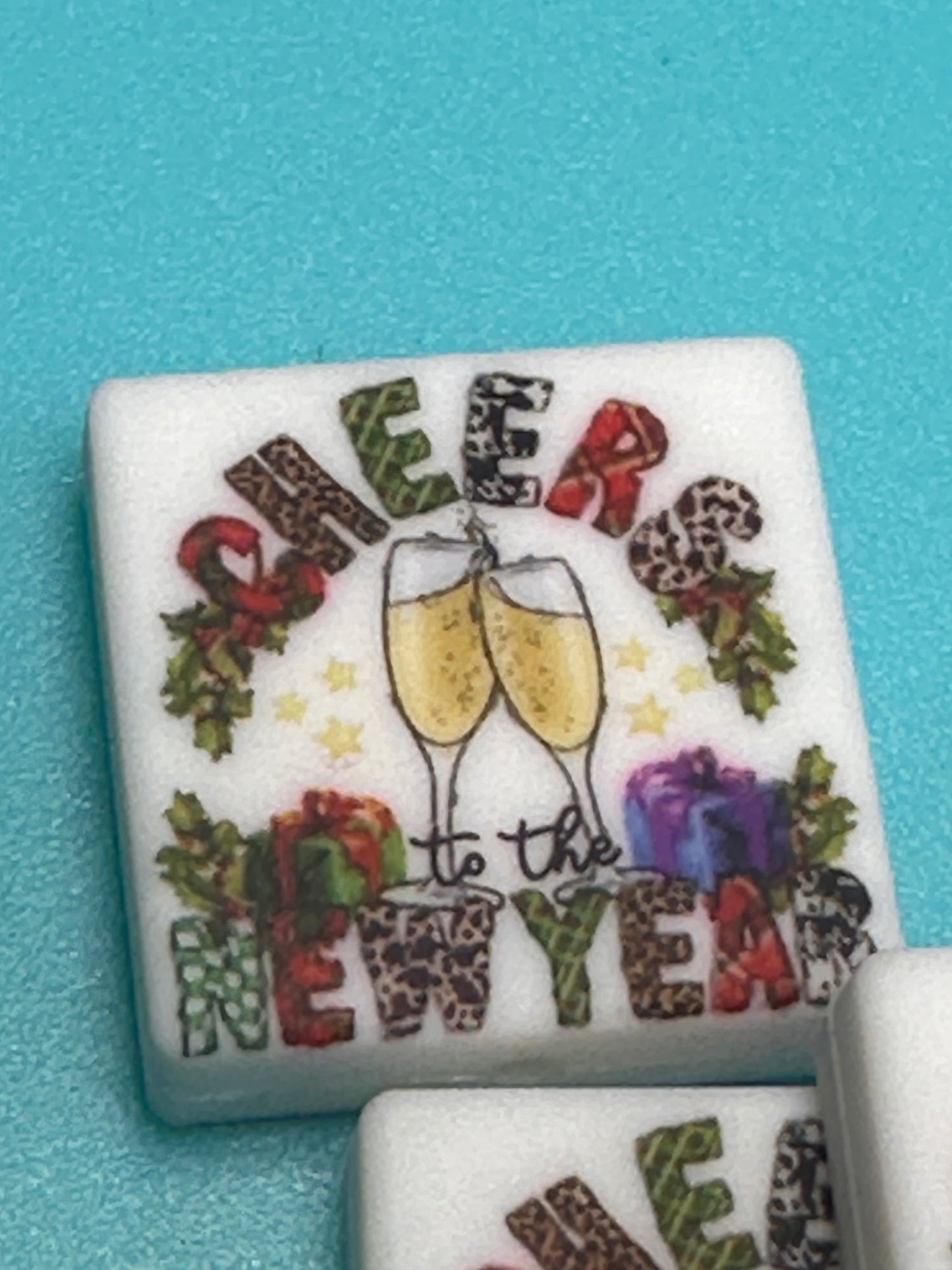 Cheers New Years Focal Bead/ beadable pen/ Silicone bead/ keychain bead/ toast/ Champagne/ drink