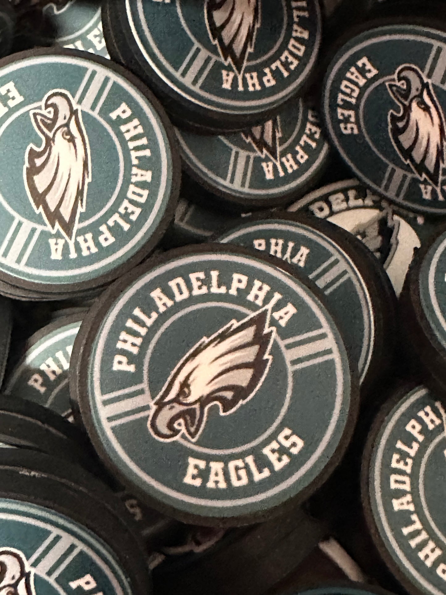 NEW Eagles focal bead/ football/ printed silicone bead