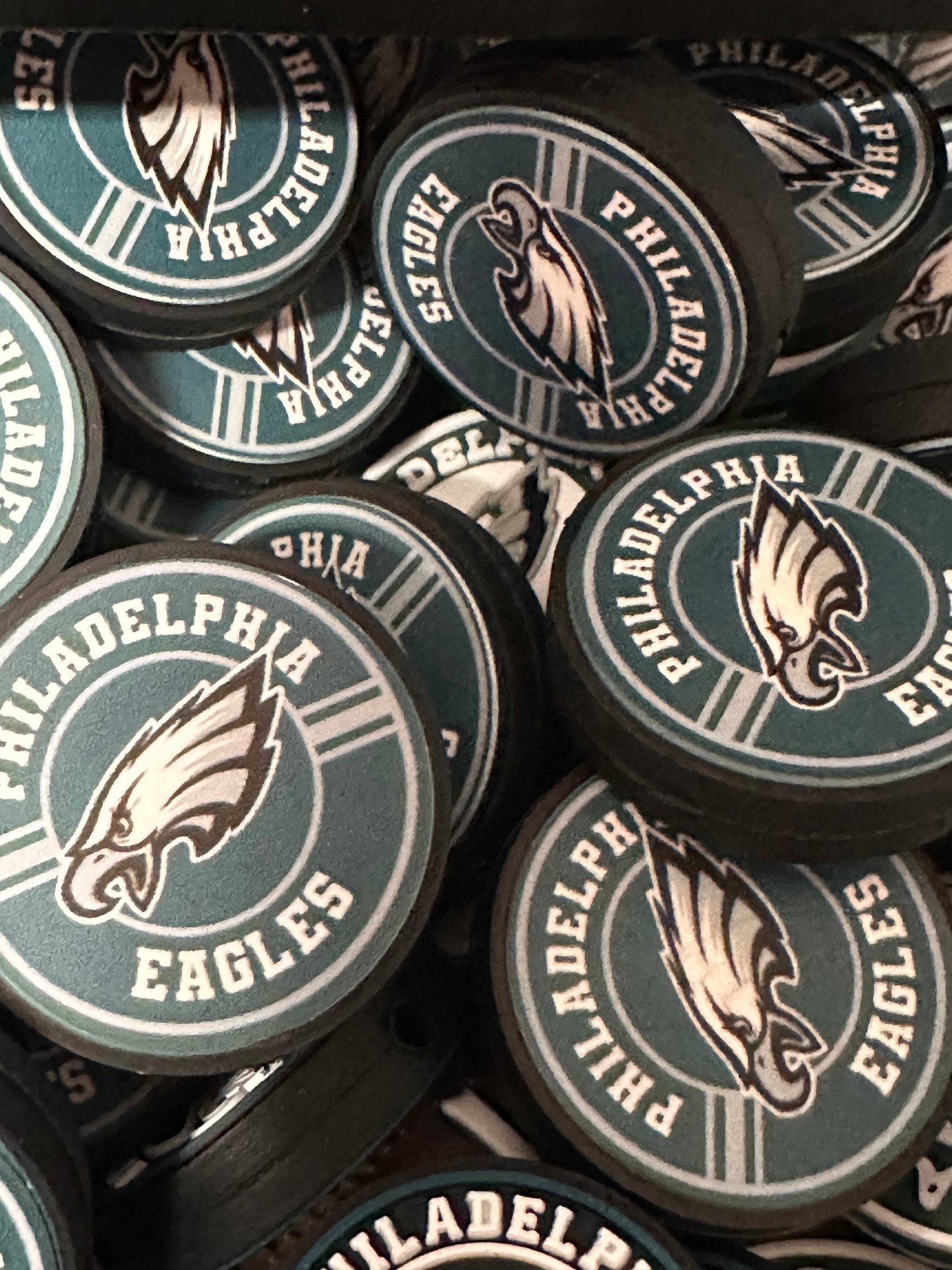 NEW Eagles focal bead/ football/ printed silicone bead