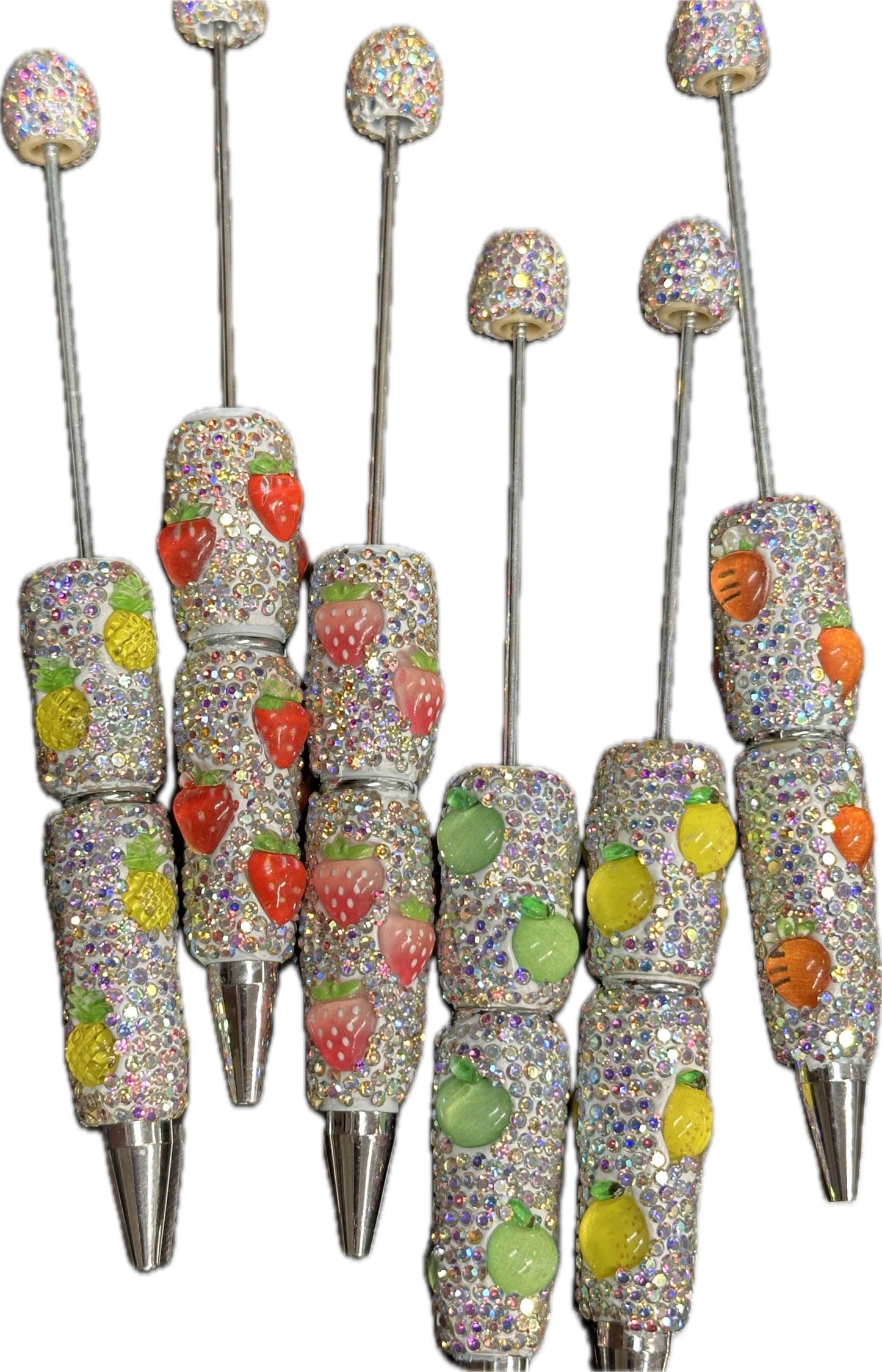 DIY adorable fruit rhinestone bling beadable pens/craft pens/ sparkly pens/ click pen/ bling pen/ beadable pens/ ink pen/ DIY pen