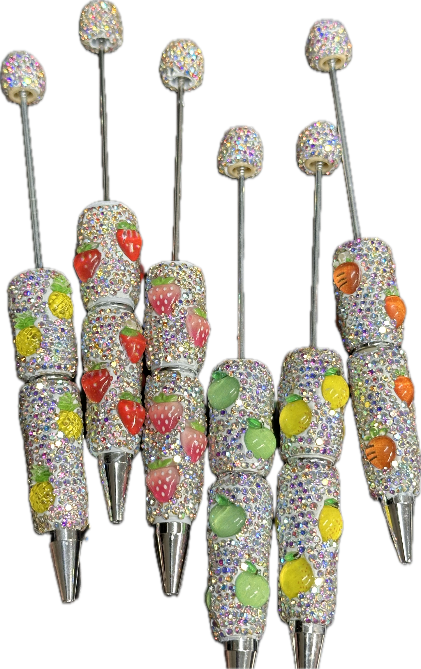 DIY adorable fruit rhinestone bling beadable pens/craft pens/ sparkly pens/ click pen/ bling pen/ beadable pens/ ink pen/ DIY pen