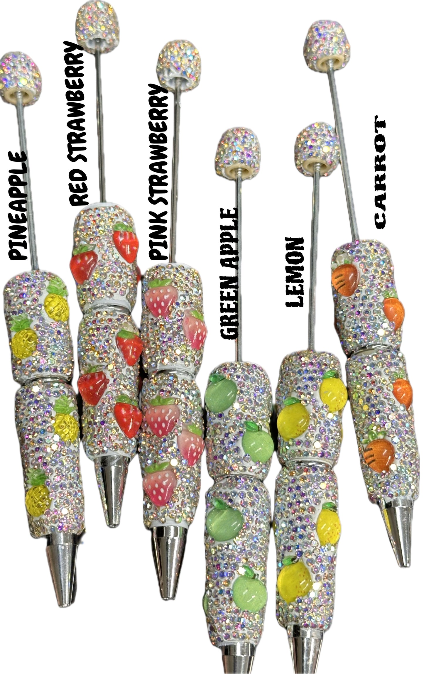 DIY adorable fruit rhinestone bling beadable pens/craft pens/ sparkly pens/ click pen/ bling pen/ beadable pens/ ink pen/ DIY pen