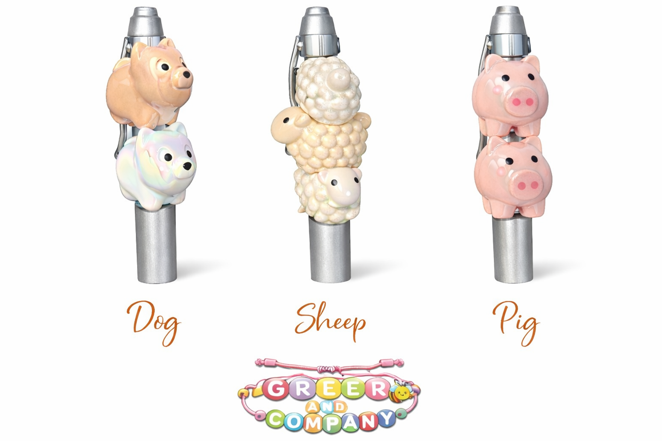 Acrylic Animal Focal Bead • Beadable Pen Beads • Dog, Sheep, Pig • DIY Craft Beads • Sold Individually at .99 -Pomeranian