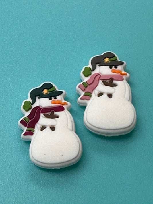 Snow lady Christmas/ Snowman/ Focal Bead/ beadable pen/ Silicone  bead/ keychain bead/ Christmas