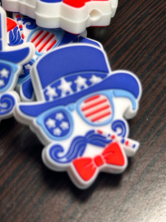 Patriotic man/ Focal Bead/ holiday / beadable pen/ Silicone  bead/ keychain bead/ uncle sam