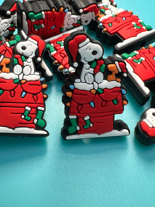 Christmas Focal Bead/ beadable pen/ Silicone bead/ keychain bead/ Santa hat/dog house/ dog/ puppy