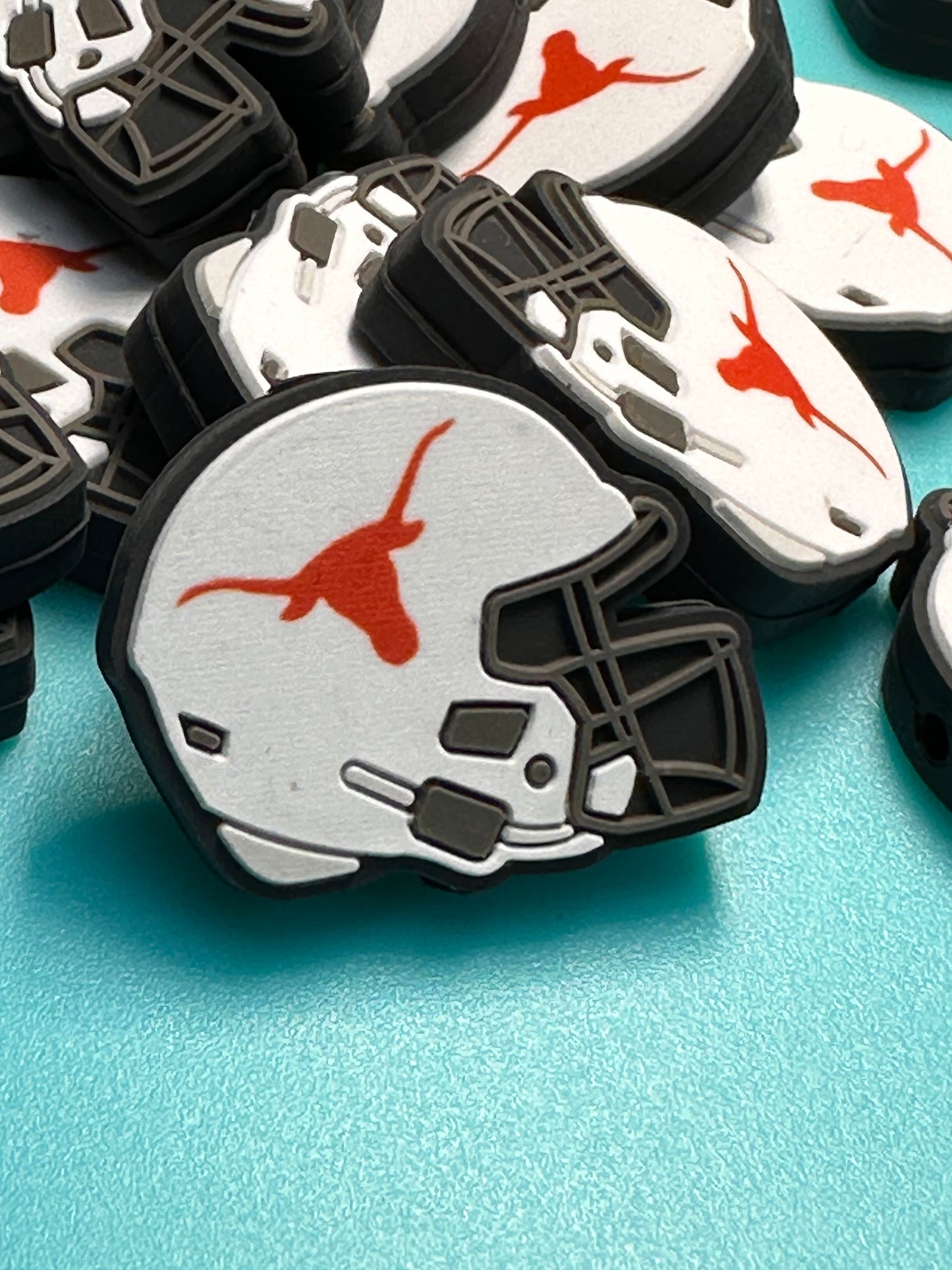 Texas Longhorns focal beads/ NFL /  Focal Bead/ beadable pen/ Silicone  bead/ keychain bead / Football/ helmet/