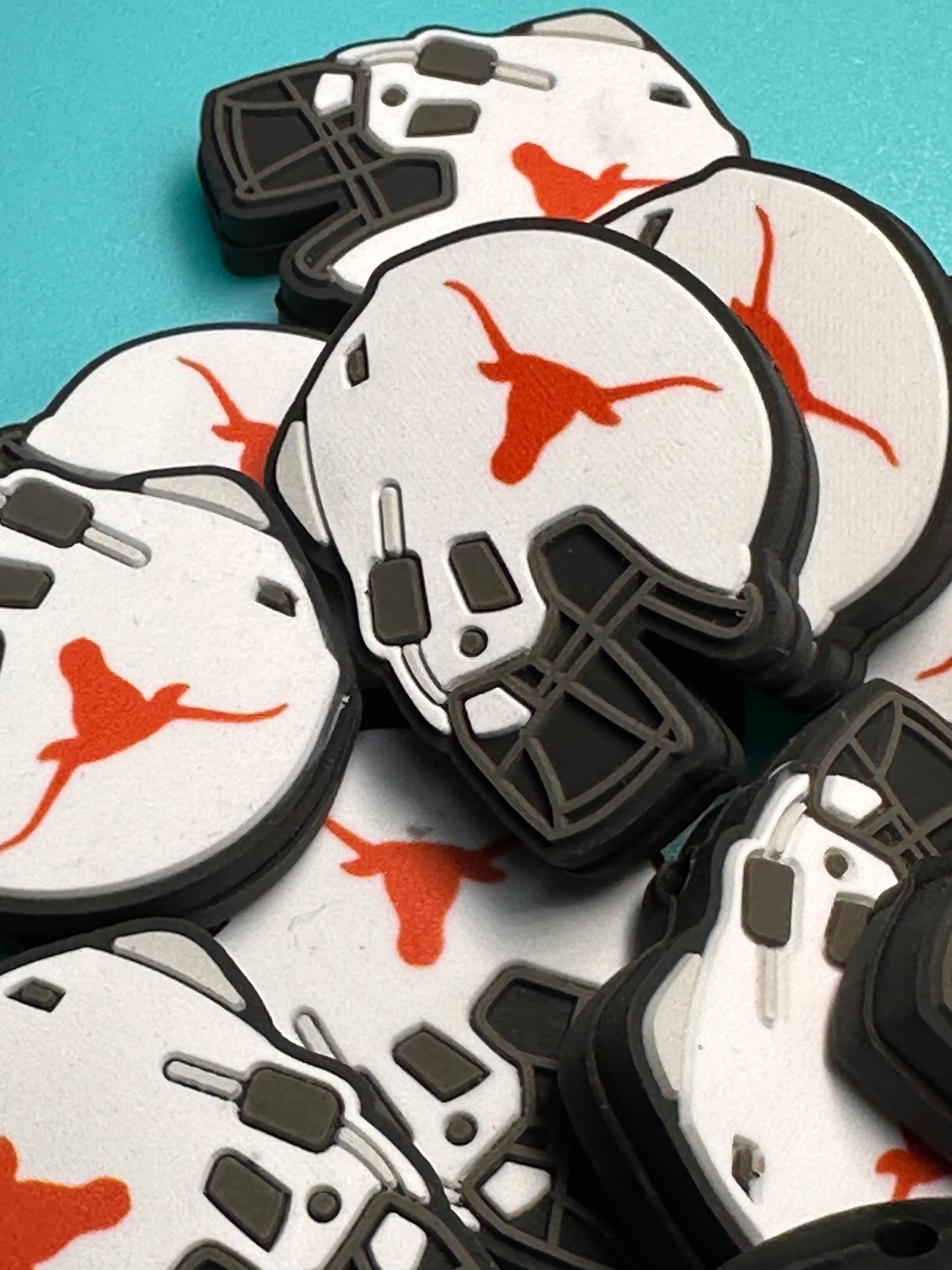 Texas Longhorns focal beads/ NFL /  Focal Bead/ beadable pen/ Silicone  bead/ keychain bead / Football/ helmet/