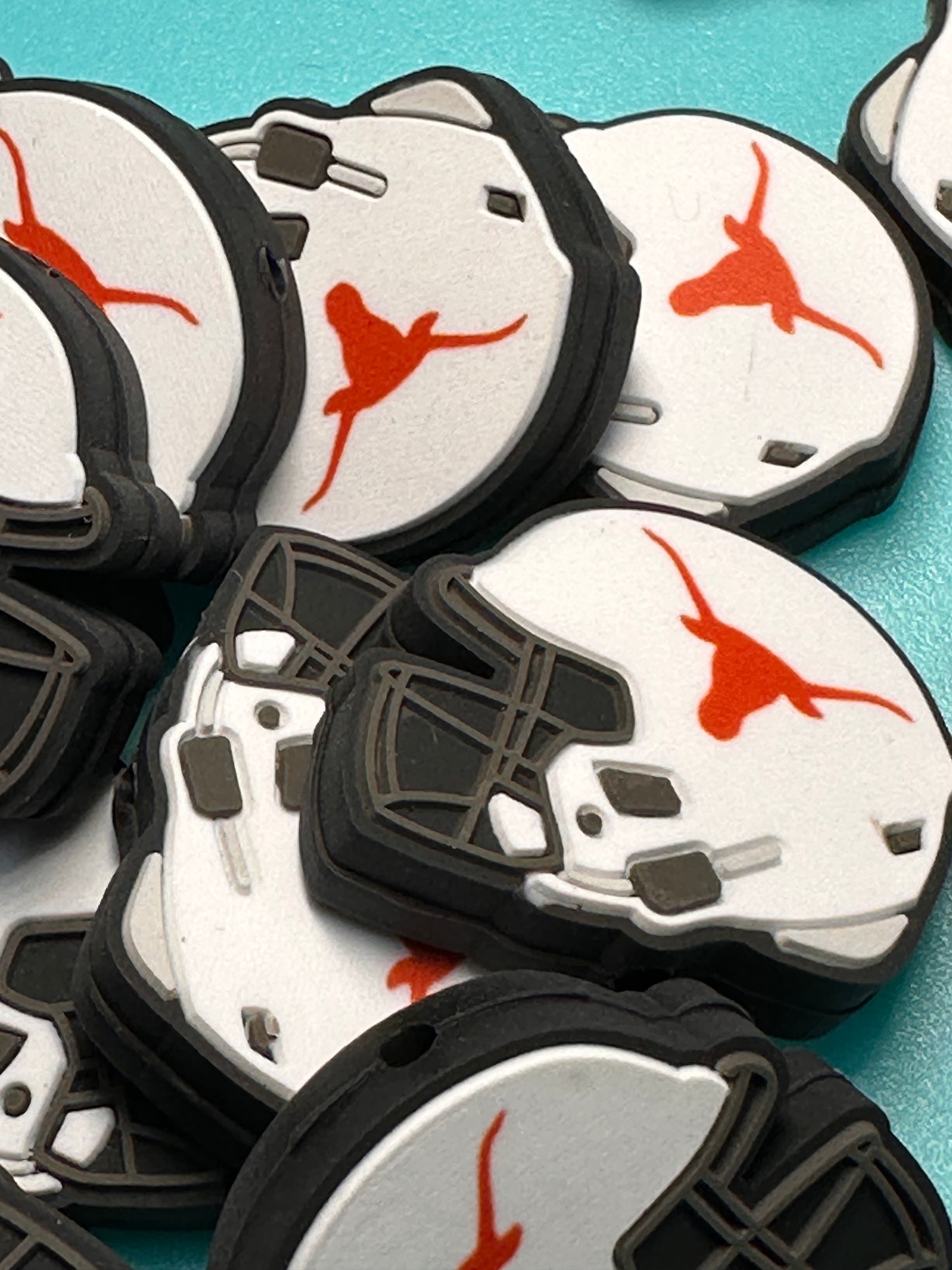 Texas Longhorns focal beads/ NFL /  Focal Bead/ beadable pen/ Silicone  bead/ keychain bead / Football/ helmet/