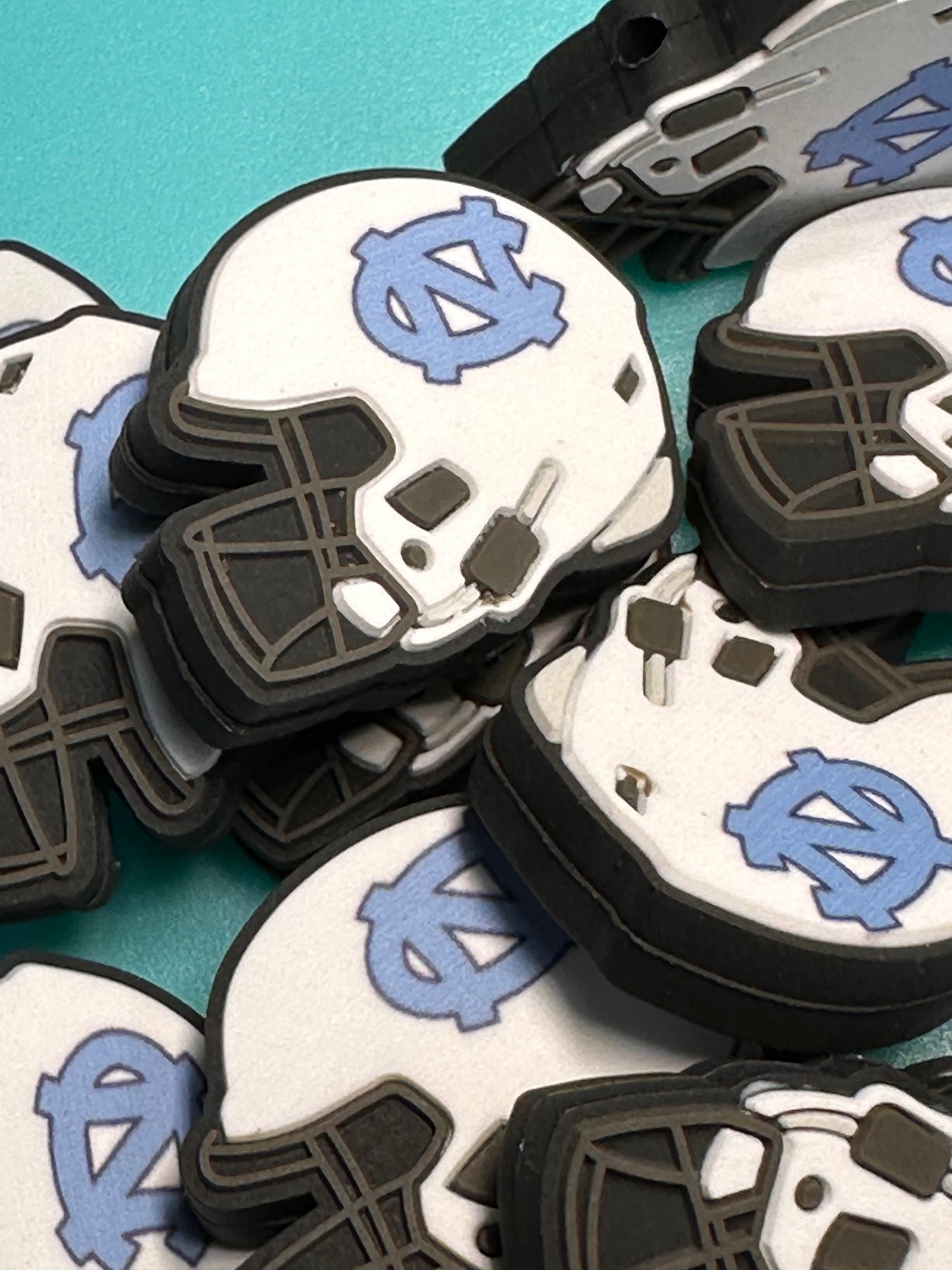 North Carolina focal beads/ NFL /  Focal Bead/ beadable pen/ Silicone  bead/ keychain bead / Football/ helmet/