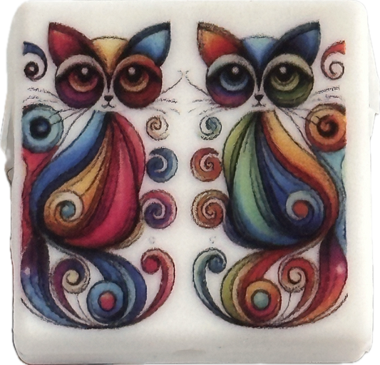 Colorful Cat Focal Bead/ beadable pen/ Silicone  bead/ animal/ keychain bead/ kitty/ abstract art