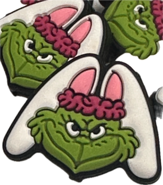 Green guy with Easter bunny ears / Focal Bead/ beadable pen/ Silicone  bead/ keychain bead/ pumpkin/ fall / Halloween/dark green