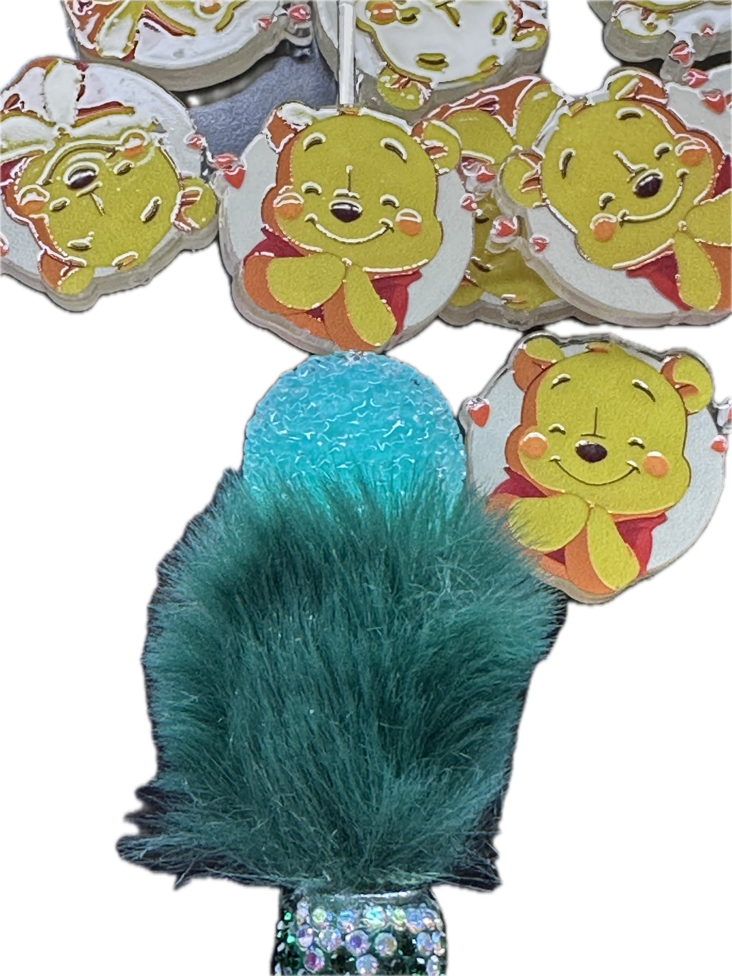 The cutest bear acrylic focal bead- set of 2/ focal bead/ pen beading / keychain bead/ yellow bear