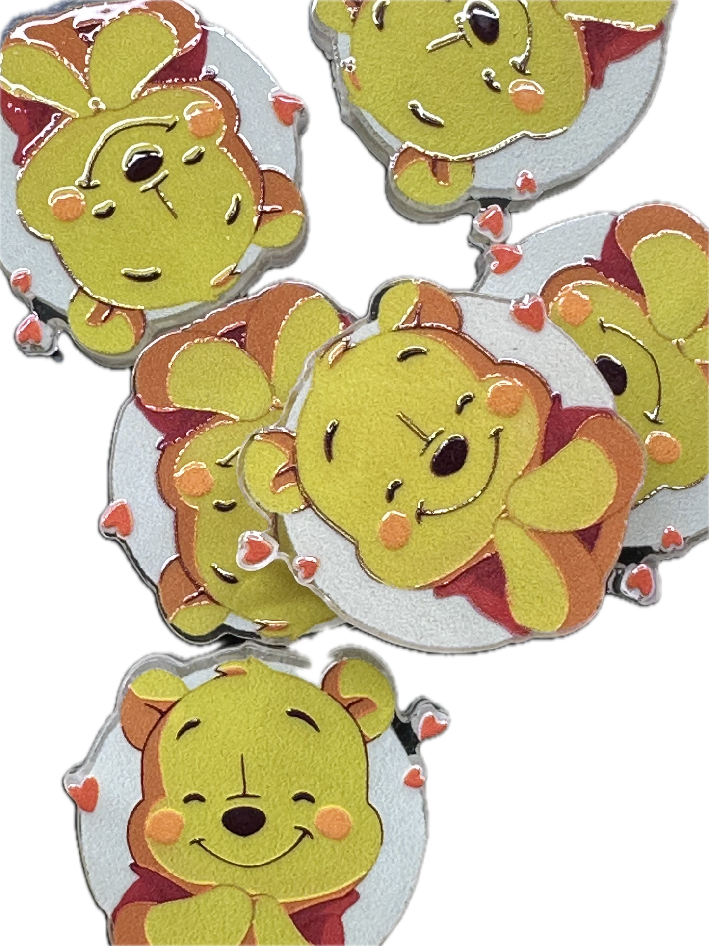 The cutest bear acrylic focal bead- set of 2/ focal bead/ pen beading / keychain bead/ yellow bear