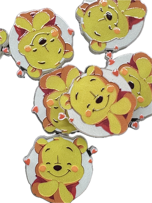 The cutest bear acrylic focal bead- set of 2/ focal bead/ pen beading / keychain bead/ yellow bear