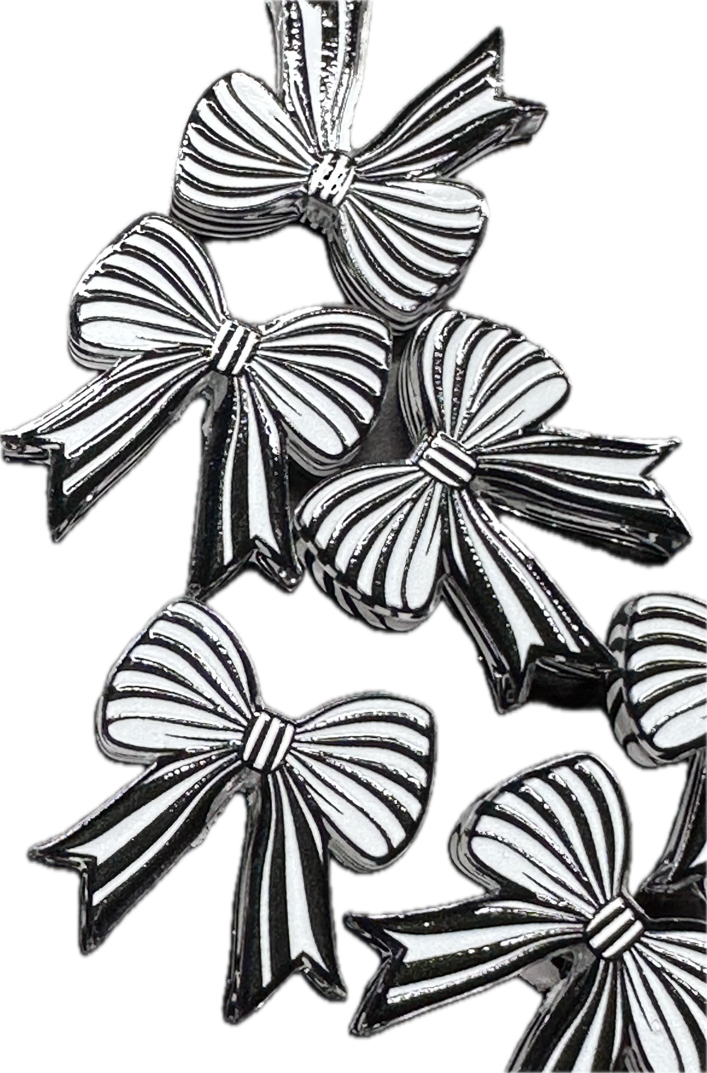 Black and white striped bow acrylic focal bead- set of 2/ focal bead/ pen beading / keychain bead/