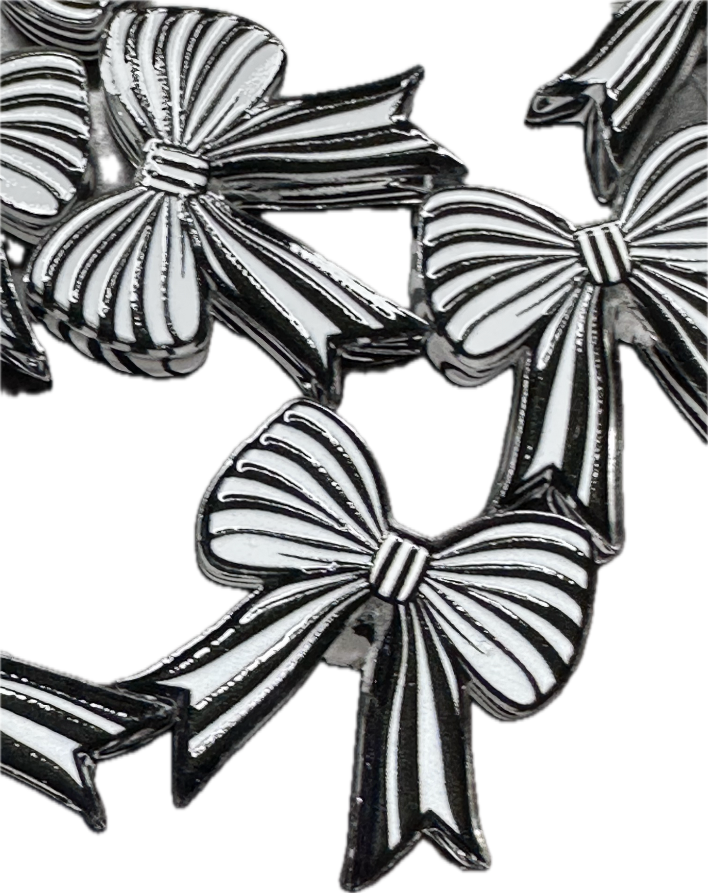 Black and white striped bow acrylic focal bead- set of 2/ focal bead/ pen beading / keychain bead/