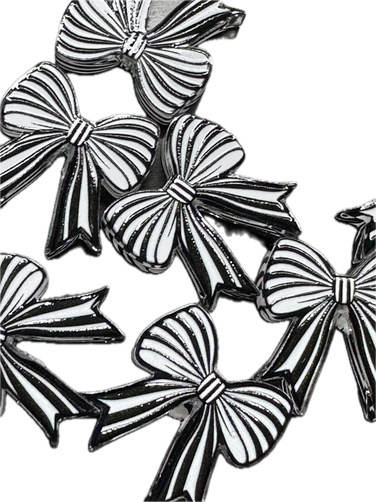 Black and white striped bow acrylic focal bead- set of 2/ focal bead/ pen beading / keychain bead/