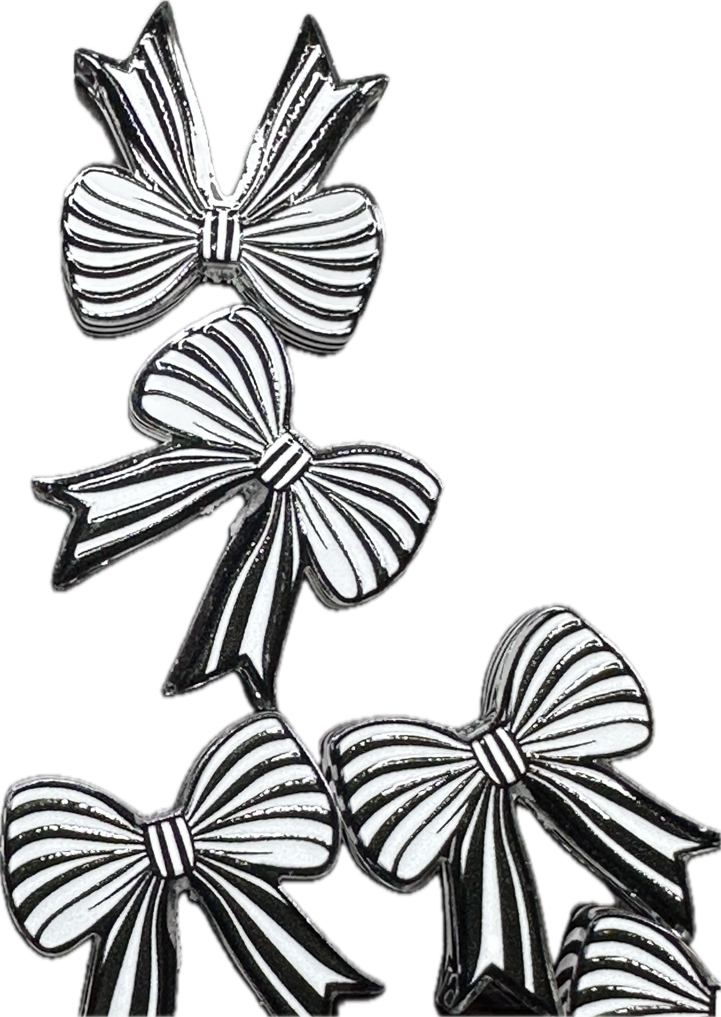 Black and white striped bow acrylic focal bead- set of 2/ focal bead/ pen beading / keychain bead/