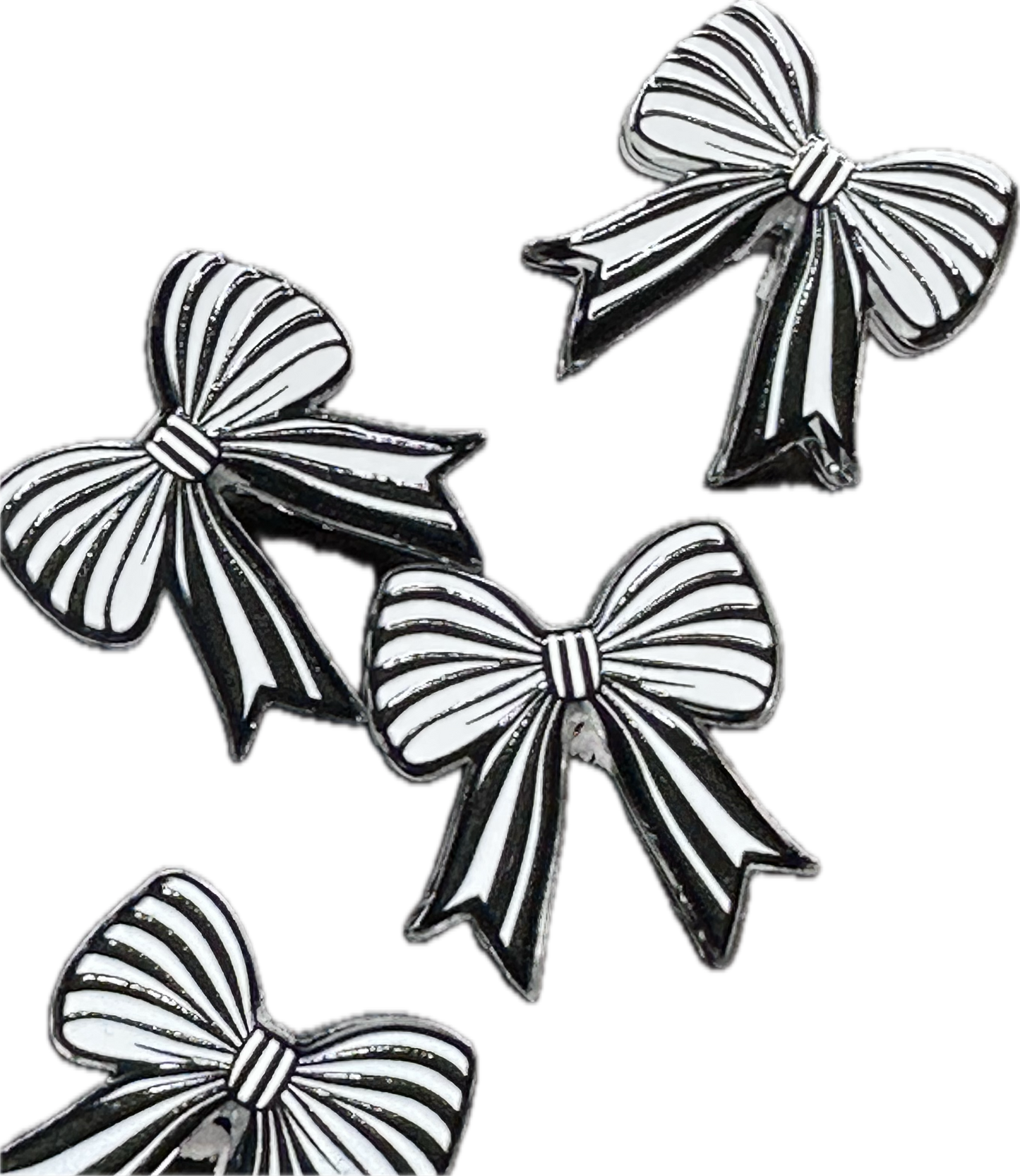 Black and white striped bow acrylic focal bead- set of 2/ focal bead/ pen beading / keychain bead/