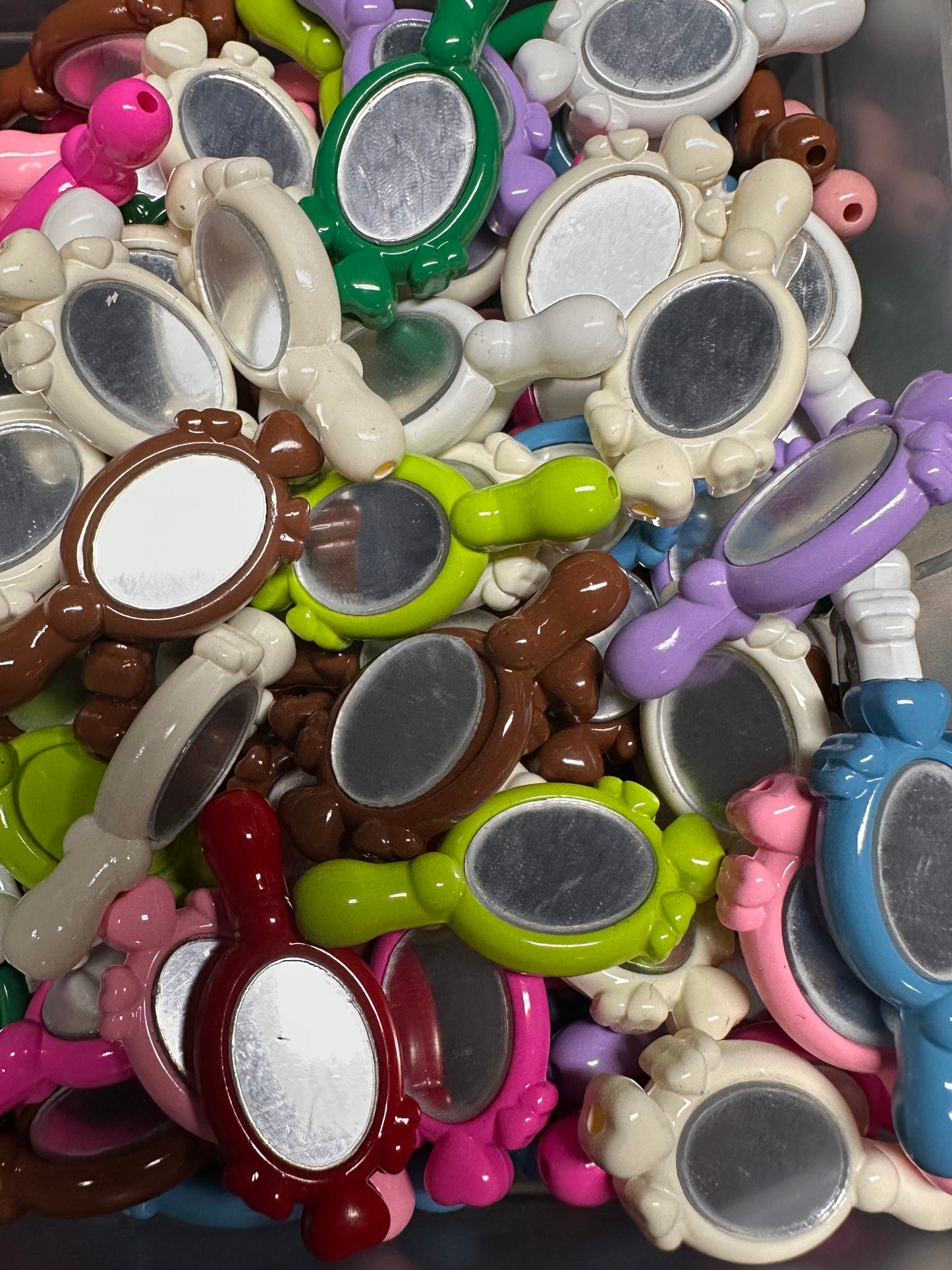 Five (5) mirror beads included/ One of each color/ hand mirror shaped acrylic/ Perfect for pen beading/ jewelry making/