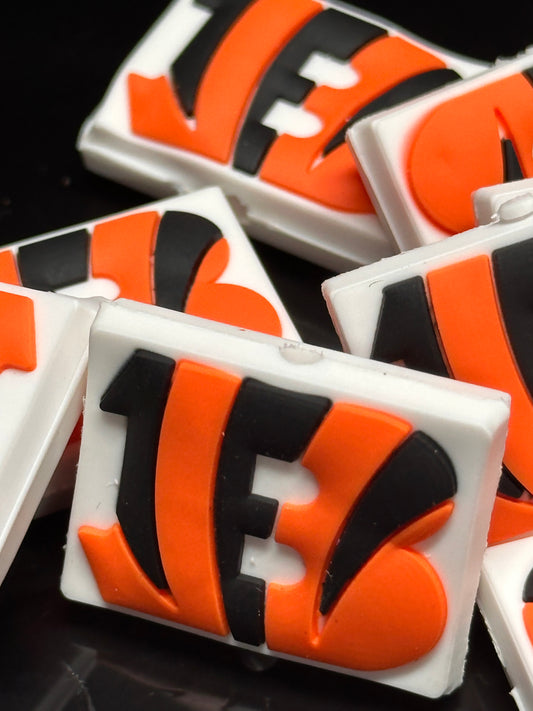 Square Cincinnati Bengals focal bead design 4