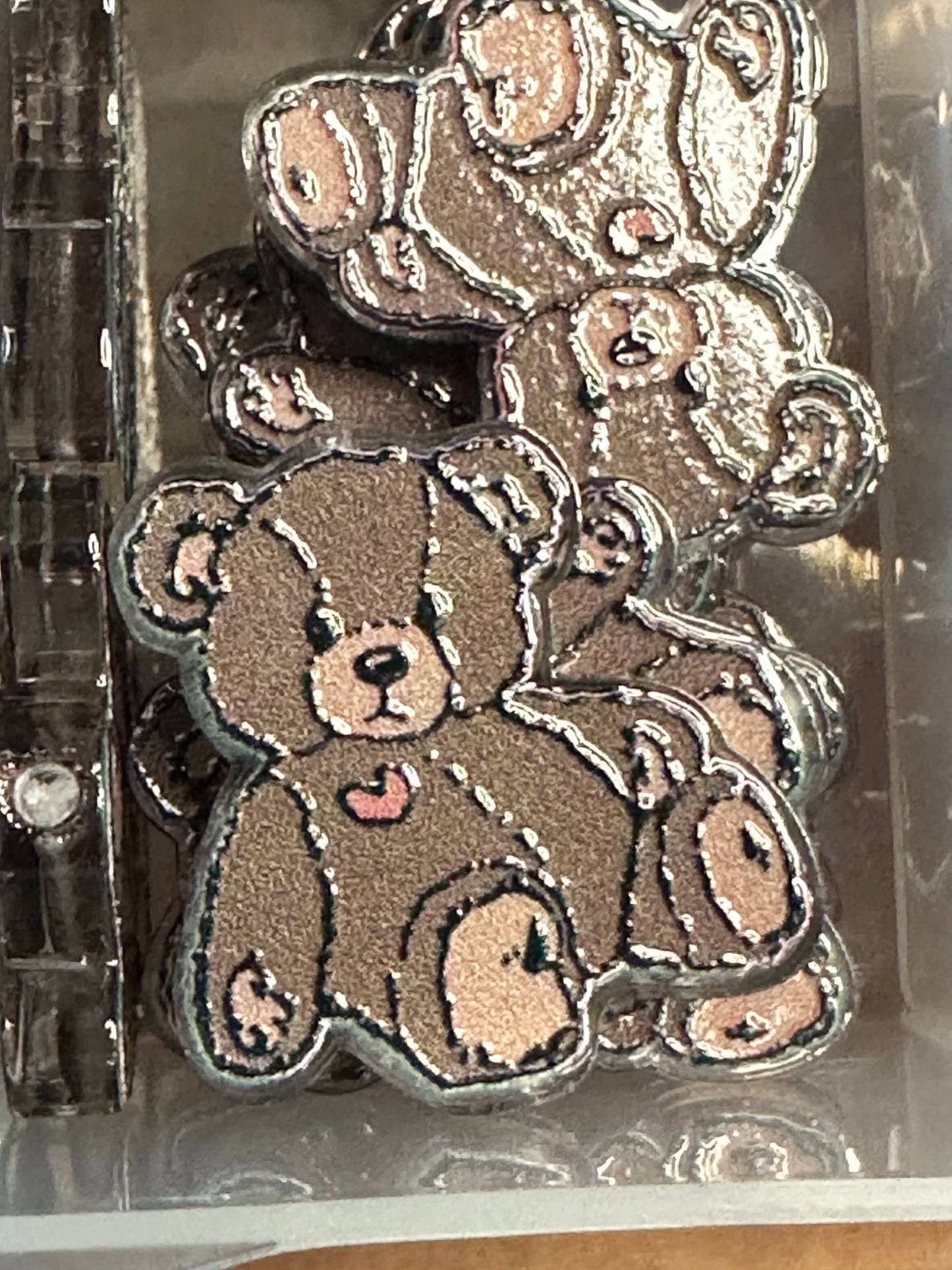 Brown teddy bear acrylic focal bead- set of 2/ focal bead/ pen beading / keychain bead/