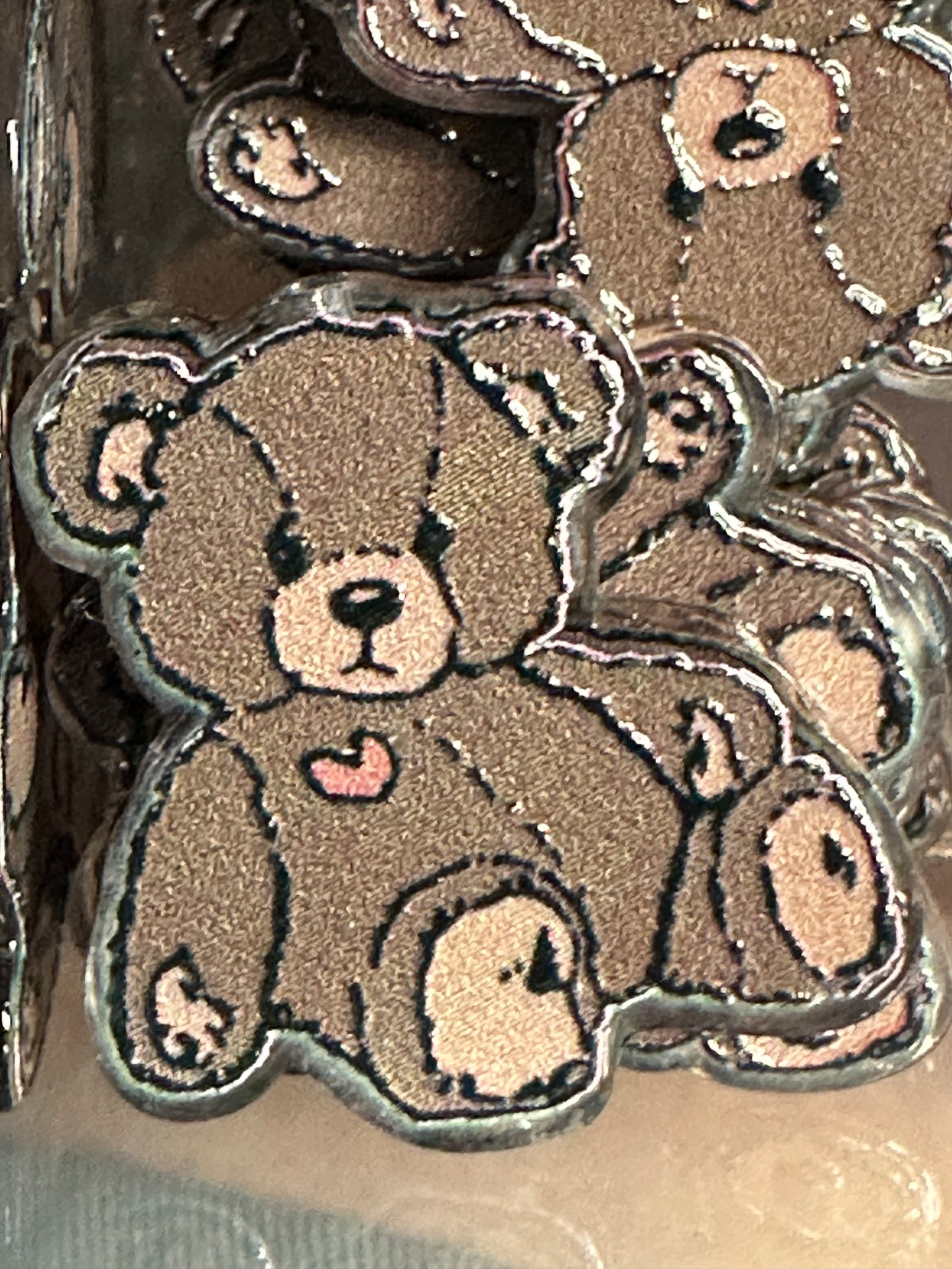 Brown teddy bear acrylic focal bead- set of 2/ focal bead/ pen beading / keychain bead/