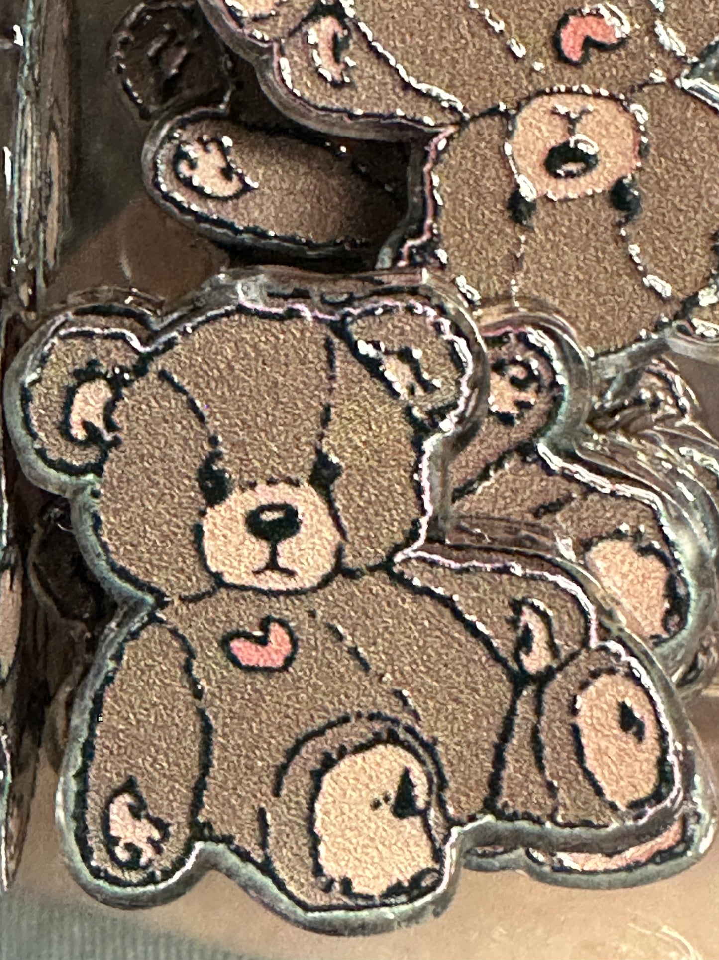 Brown teddy bear acrylic focal bead- set of 2/ focal bead/ pen beading / keychain bead/