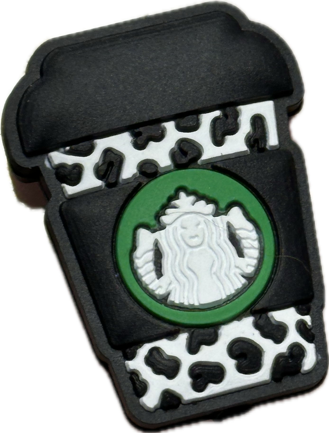 Coffee company silicone focal bead leopard print star/ cow print