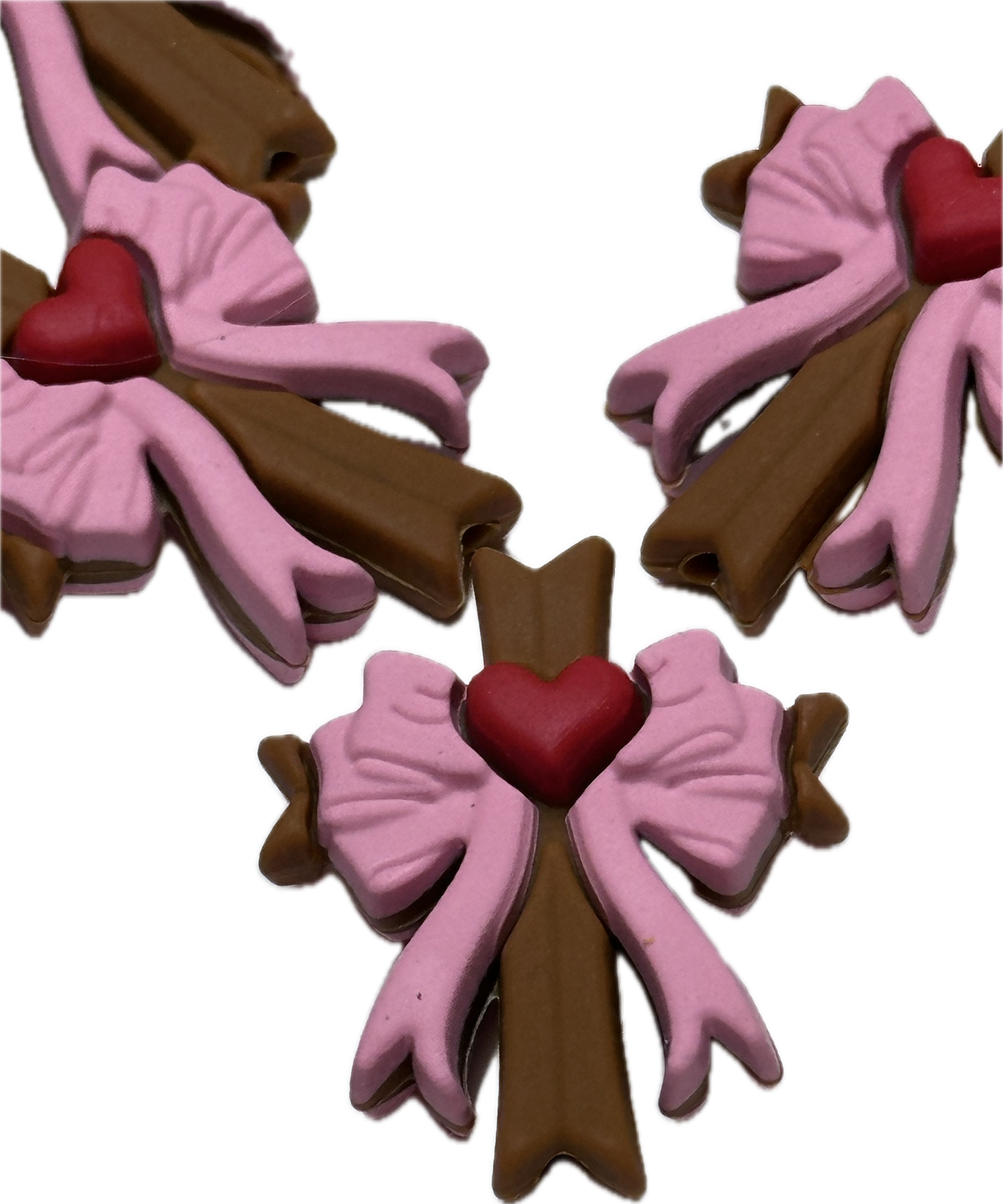 Cross and heart silicone focal bead/ pen beading/ keychain bead/ western style cross/ religious