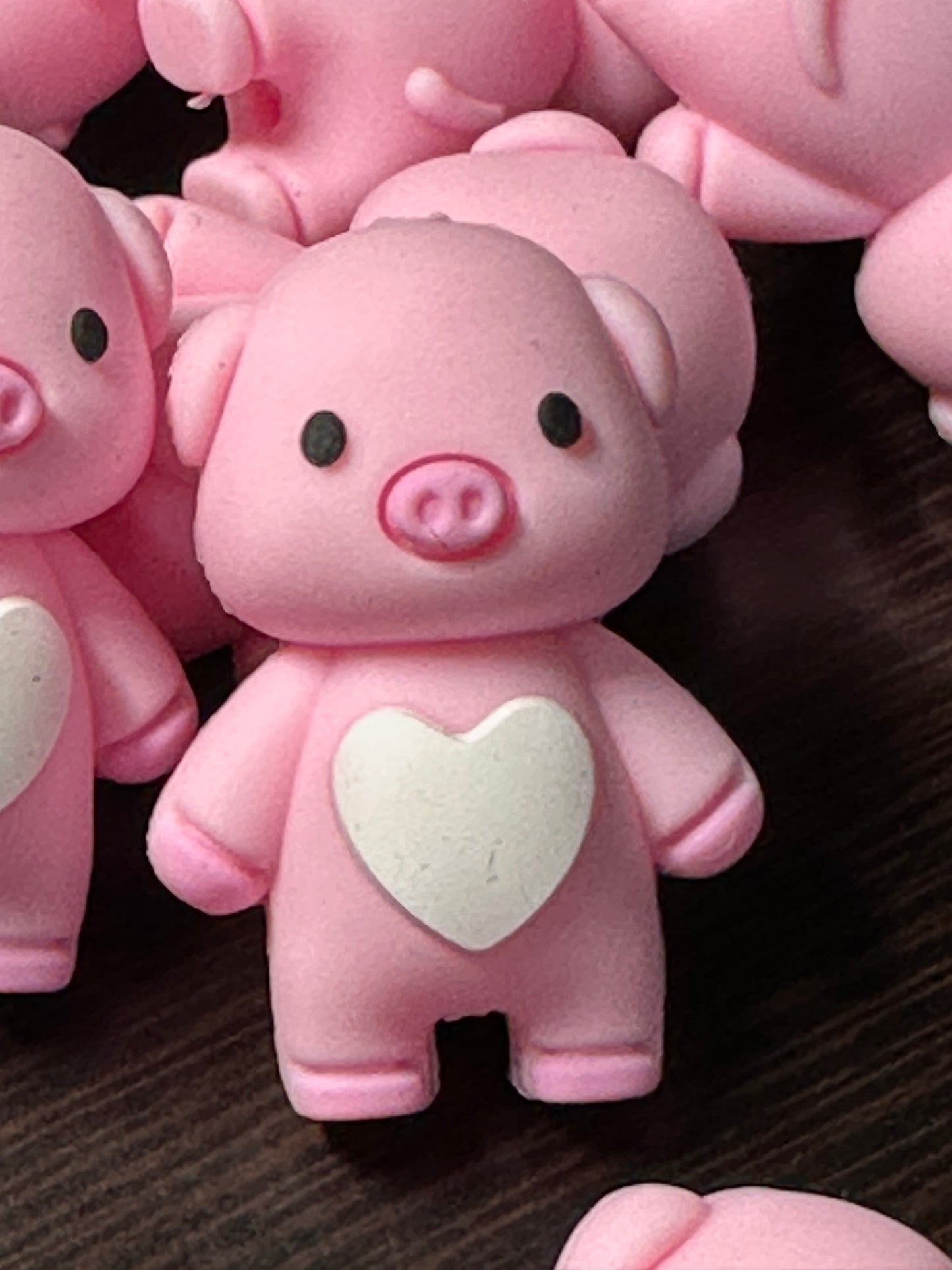 3D Pig with heart Focal Bead/ Pen beads/ Keychain beading / DIY crafts