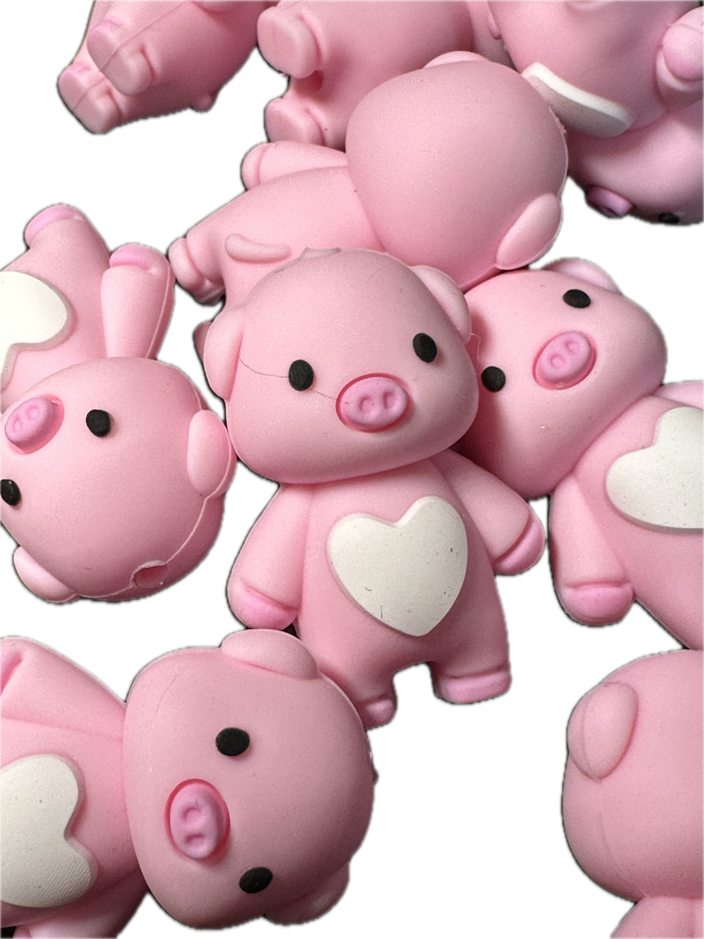 3D Pig with heart Focal Bead/ Pen beads/ Keychain beading / DIY crafts