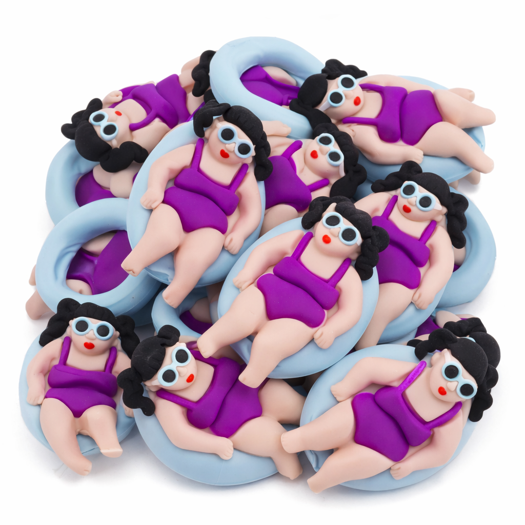 3D Summer focal bead / beach/ swim suit/girl on float/ lazy river